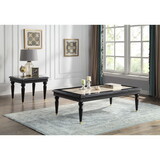 ACME Tayden Coffee Table w/Marble Top, Marble Top & Black Finish LV01158