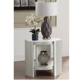 ACME Kasa End Table, Sintered Stone & Champagne Finish LV01503