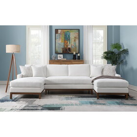 ACME Valiant Sectional Sofa w/4 Pillows, Ivory Chenille LV01881