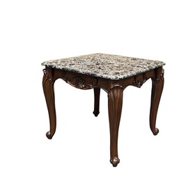 ACME Nayla End Table, Natural Marble & Cherry Finish LV02005