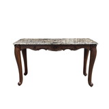 ACME Nayla Sofa Table, Natural Marble & Cherry Finish LV02006