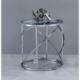 ACME Lyda End Table, Blue Marble Print & Chrome Finish LV02096