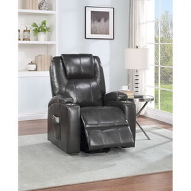 ACME Evander Recliner w/Power Lift, Gunmetal Leather Aire LV02182