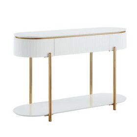 ACME Daveigh Sofa Table, White High Gloss & Gold Finish LV02466