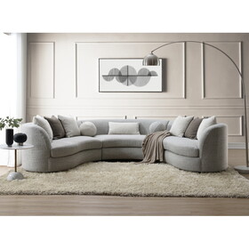 ACME Ivria Sectional Sofa w/9 Pillows, Gray Boucle LV02541