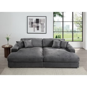 ACME Hilde Sectional Sofa w/4 Pillows, Gray Velvet LV03690