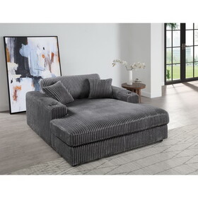 ACME Hilde Chaise w/2 Pillows, Gray Velvet LV03691