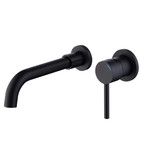 Wall Mount Faucet for Bathroom Sink or Bathtub, Single Handle 2 Holes Brass Rough-in Valve Included, Matte Black M-6001B