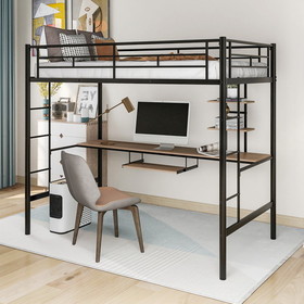 Loft Bed with Desk and Shelf, Space Saving Design,Twin MF285664AAB