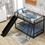 Metal Bunk Bed with Slide, Twin over Twin, Black MF285671AAB
