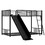 Metal Bunk Bed with Slide, Twin over Twin, Black MF285671AAB