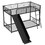 Metal Bunk Bed with Slide, Twin over Twin, Black MF285671AAB
