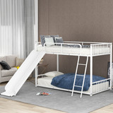 Metal Bunk Bed with Slide, Twin Over Twin, White Mf285671Aak