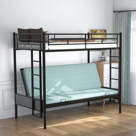Twin over Full Metal Bunk Bed, Multi-Function,Black MF286650AAB