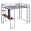 Full Size Metal Loft Bed with 2 Shelves and One Desk, Silver MF291650AAN
