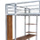 Full Size Metal Loft Bed with 2 Shelves and One Desk, Silver MF291650AAN