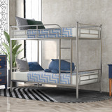 Twin Over Twin Metal Bunk Bed (Silver) MF291663AAN