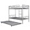 Twin-Over-Twin Metal Bunk Bed with Trundle,Can be Divided into two beds,No Box Spring needed,White MF291667AAN