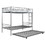 Twin-Over-Twin Metal Bunk Bed with Trundle,Can be Divided into two beds,No Box Spring needed,White MF291667AAN