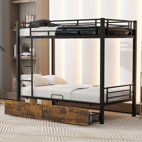 Metal Bunk Bed with drawers, Twin, Black (expected to arrive at 1.05) MF311015AAB