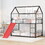 Twin over Twin Metal Bunk Bed with Slide,Kids House Bed Black+Red MF313919AAJ