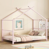 Twin Size Metal House Platform Bed, Pink MF322835AAH