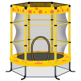 55 inch Kids Trampoline with Safety Enclosure Net, 4.5FT Outdoor Indoor Trampoline for Kids (Yellow) MS311751AAC