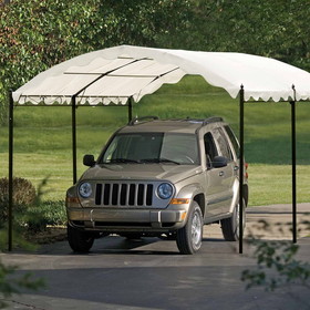 Topmax Outdoor Patio 13ft.Lx10ft.W Iron Carport Shelter Garage Tent, Garden Storage Shed with Anchor Kit, White Mx280613Aaa