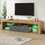 Modern Design TV Stands for TVs up to 80", LED Light Entertainment Center, Media Console with 6 Storage Cabinets, TV cabinet for Living room, Bedroom, Home Theatre N710P179622E