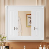 Bathroom Wall Cabinet with Mirror, Wall Mounted Medicine Cabinet with 4 Shelves, Mirrored Door over Toilet Storage Cabinet, White N710P252503K