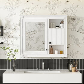 32" Bathroom Wall Cabinet with Mirror, Wall Mounted Medicine Cabinet with 3 Shelves, Mirrored Door over Toilet Storage Cabinet, White N710P252505K