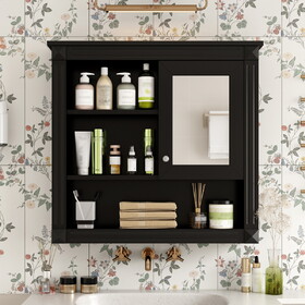 32" Bathroom Wall Cabinet with Mirror, Wall Mounted Medicine Cabinet with 4 Shelves, Mirrored Door over Toilet Storage Cabinet& Adjustable Shelves N710P254922B
