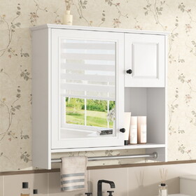 30" Bathroom Wall Cabinet with Mirror, Wall Mounted Medicine Cabinet with 2 Shelves, Mirrored Door over Toilet Storage Cabinet, White N710P254957K