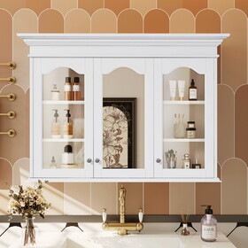 40" Medicine Cabinet with Mirror, Bathroom Storage Cabinet with Mirror Door and Shelves, Wall Mounted Bathroom Cabinet with Glass Doors N710P264317K