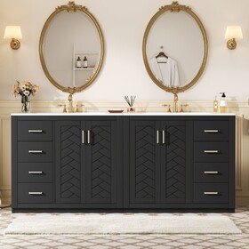 72" Bathroom Vanity with Ceramic Sink (Separate), Solid Wood Frame Bathroom Storage Cabinet, Freestanding Vanity Set with Drawers& Soft Closing Doors