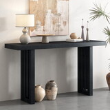 U_STYLE Uniquely Designed Oak Veneer Console Table with Distinctive Side Shapes, Suitable for Entryway, Hallway, Living Room, Foyer, Corridor N711P170550B