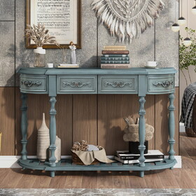 U_STYLE 52"Modern and Contemporary Curved Console Table Sofa Table Entryway Table for Hallway Living Room with 4 Drawers and 1 Shelf