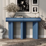 U_Style 47.6" Modern Painted Entryway Table with 2 Curved Drawers,Space-Saving Hallway Table with Geometric Legs,Contemporary Narrow Sofa Table for Living Room,Bedroom,Small Apartments, Foyer(Blue)