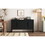 TREXM 4-Door Large Storage Retro Sideboard with Adjustable Shelves and Long Handles for Kitchen, Dining Room and Living Room (Black) N715P190423B