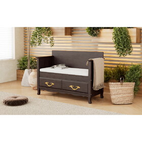 TREXM Shoe Bench with Removable Cushion, Entryway Bench with Hidden Storage for Entrance and Living Room, Shoe Storage Bench with Back (Espresso)