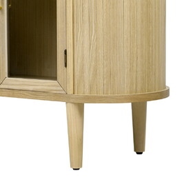 TREXM Farmhouse Sideboard Cabinet with Storage, Wood Buffet Cabinet with Glass Doors and Adjustable Shelves for Kitchen, Dining Room and Living Room (Natural) N715P264923B