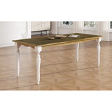TOPMAX Vintage Traditional 82.7inch Extendable Dining Table with 23.6inch Removable Leaf, Brown+Cream N717P170406D