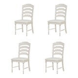 TOPMAX Vintage Traditional 4-Piece Upholstered Dining Chairs, Serrated Dining Backs,Cream N717P170412D