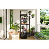 TOPMAX 62.4inch Height Wood Garden Greenhouse Balcony Portable Mini Cold Frame with Movable Storage Box and Adjustable Shelves for Outdoor Indoor Use, Black