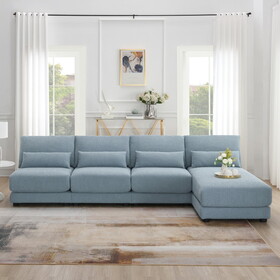 120*61" Oversized Deep Seat Sectional Sofa with Reversible Chaise,Loop Yarn Fabric 5-seat Armless Indoor Furniture,Convertible L-shaped Couch for Living Room,Apartment,3 Colors