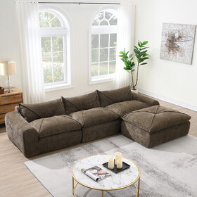 116" Oversized Modular Sofa,Fully Compressed,4 Seat Spacious Foam-Filled Sofa Bed for Living Room,elderly/baby - friendly design,Free Combination,No assembly Required,3 Colors N723S9707A