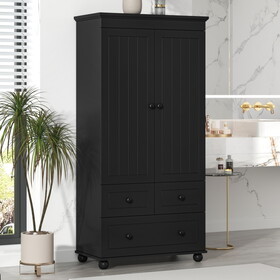 Tall Storage Cabinet with Three Drawers for Bathroom/Office, Black