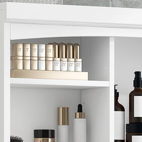 Bathroom Storage Cabinet with Tilt-Out Hamper, 70.9" Tall Free Standing Organizer with Drawers & Adjustable Shelves, MDF Linen Tower with Steel Handles, White Finish N725P278420K