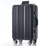 1pc 24in Aluminum Frame Luggage with USB port, Vacation Carry-on Suitcase with Spinner Wheels and TSA Lock, Travel Trolley Case for Short Business Trips, Beach Holidays, black P-N726P171800A