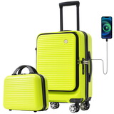 Carry-on Luggage 20 inch Front Open Luggage Lightweight Suitcase with Front Pocket and USB Port, 1 Portable Carrying Case P-N730P175013F